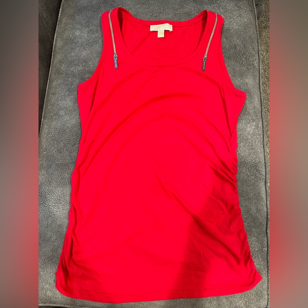 Red Micheal kors tank top with zippers